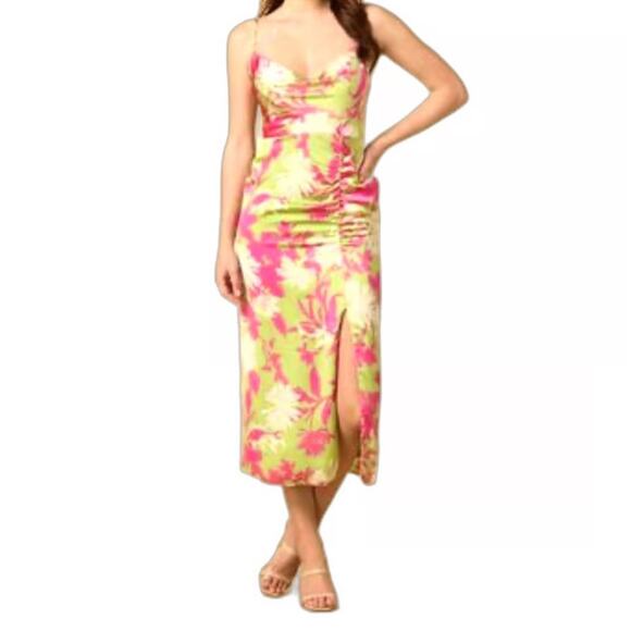 NWT Taylor Cosmo Midi Spaghetti strap Colorful Floral Slip Dress Gown 4 - Picture 1 of 11